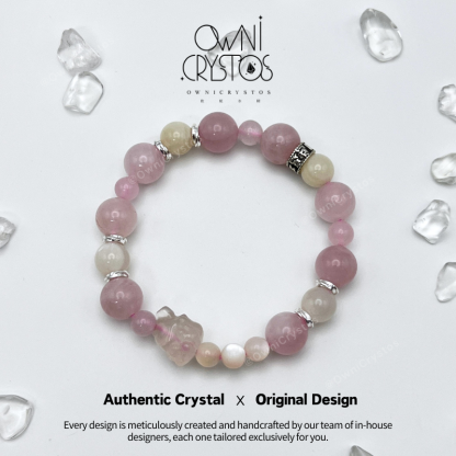 Nine Tail Fox Love Wealth Natural crystal bracelet for woman Rose quartz Agate