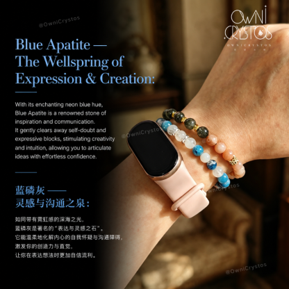 Wisdom Boost Lapis Lazuli Apatite White Phantom Natural Crystal Bracelet for Woman Gift