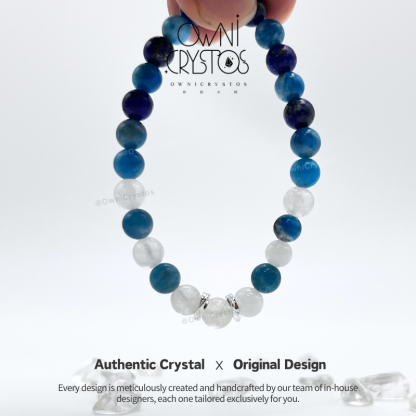 Wisdom Boost Lapis Lazuli Apatite White Phantom Natural Crystal Bracelet for Woman Gift