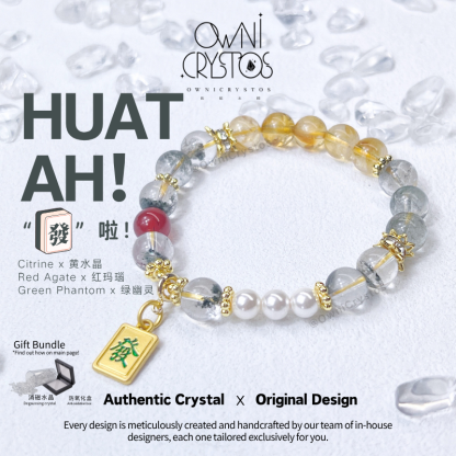 Wealth Booster Green Phantom Quartz Citrine Agate crystal bracelet