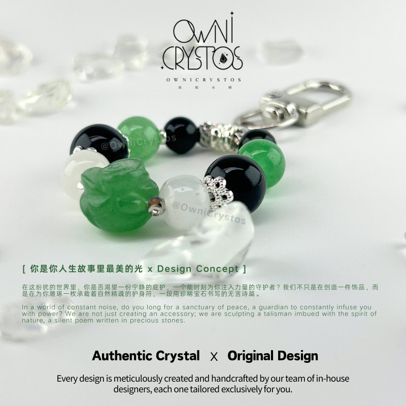 Healing Protection Aventurine Obsidian Bag Charm