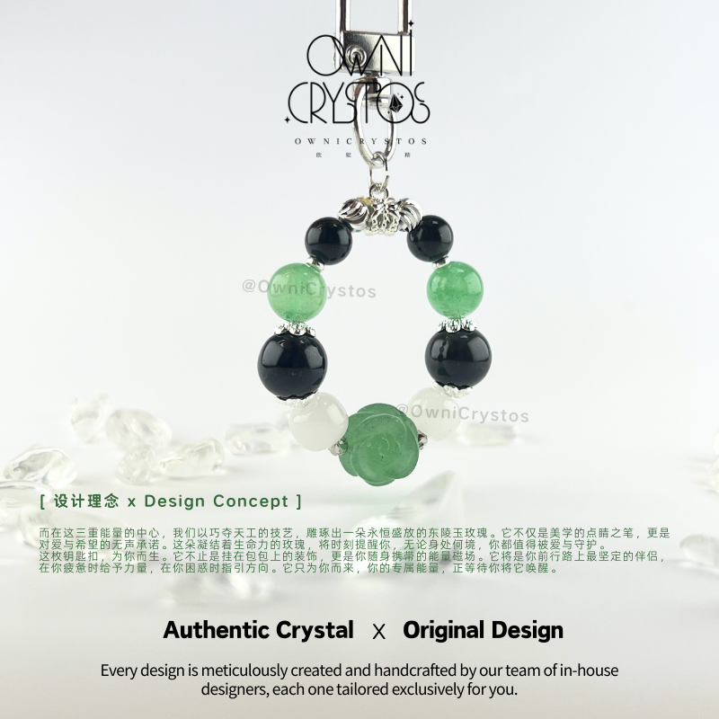 Healing Protection Aventurine Obsidian Bag Charm