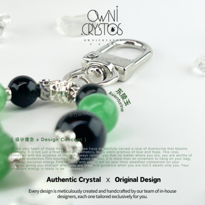 Healing Protection Aventurine Obsidian Bag Charm