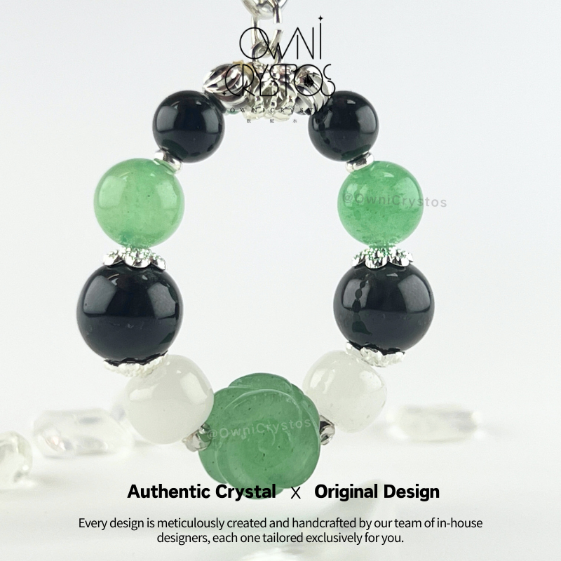 Healing Protection Aventurine Obsidian Bag Charm