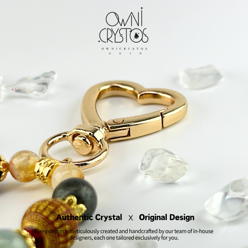 Zodiac Pixiu Strawberry quartz Agate Cinnabar Pyrite Calcite Green phantom bag charm keychain unisex