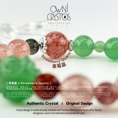 Aventurine Strawberry quartz Green phantom quartz Cinnabar Natural crystal bracelet