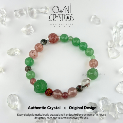 Aventurine Strawberry quartz Green phantom quartz Cinnabar Natural crystal bracelet