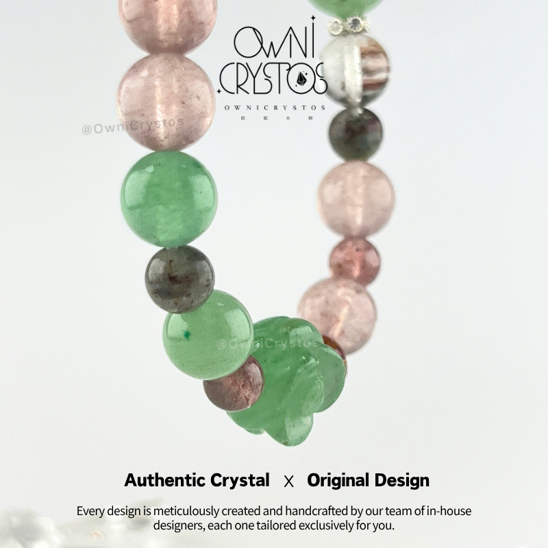 Aventurine Strawberry quartz Green phantom quartz Cinnabar Natural crystal bracelet