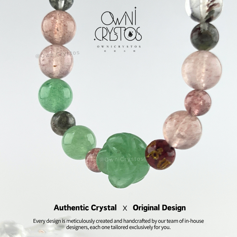 Aventurine Strawberry quartz Green phantom quartz Cinnabar Natural crystal bracelet