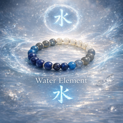 Water Element crystal Kyanite Blue Apatite Lapis Lazuli Moonstone unisex bracelet