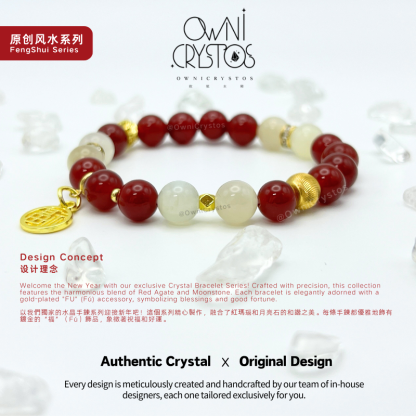2026 Emotion Balance Feng shui moonstone agate crystal bracelet for woman