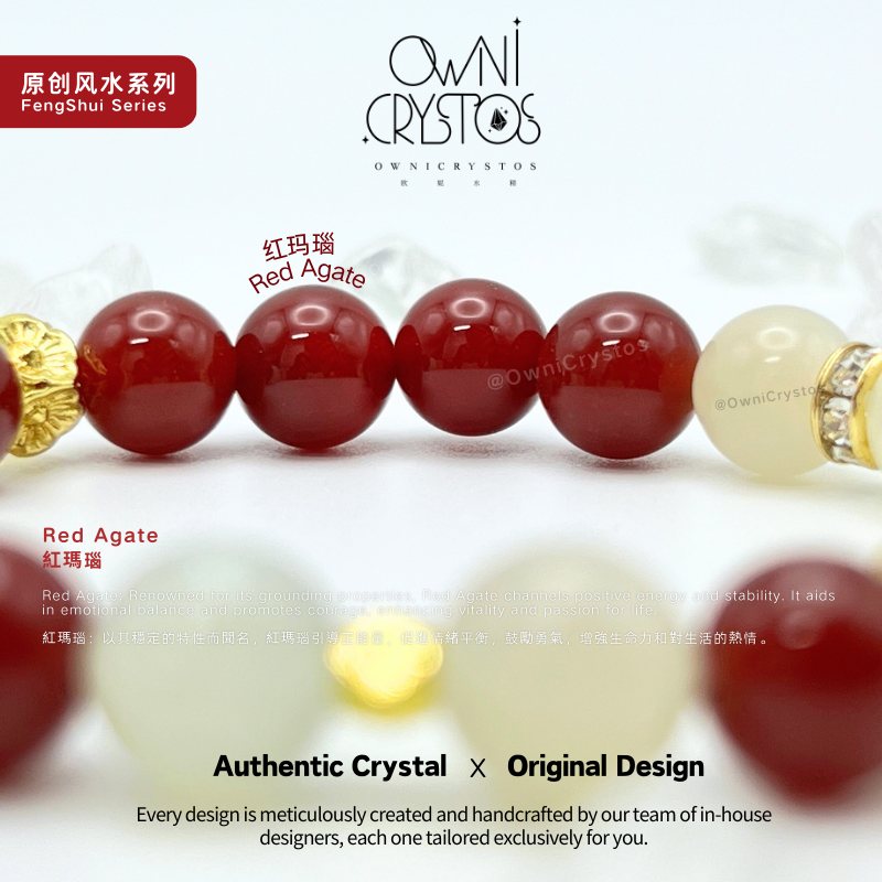 2026 Emotion Balance Feng shui moonstone agate crystal bracelet for woman