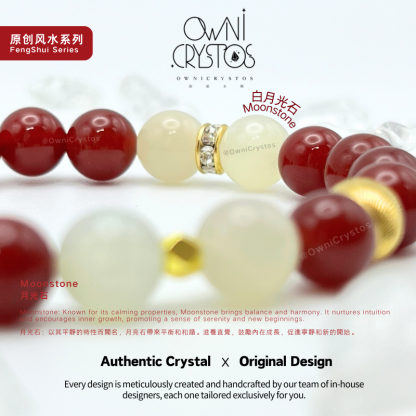 2026 Emotion Balance Feng shui moonstone agate crystal bracelet for woman