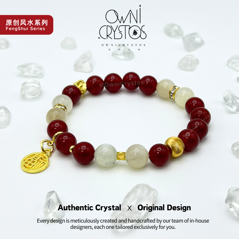 2026 Emotion Balance Feng shui moonstone agate crystal bracelet for woman