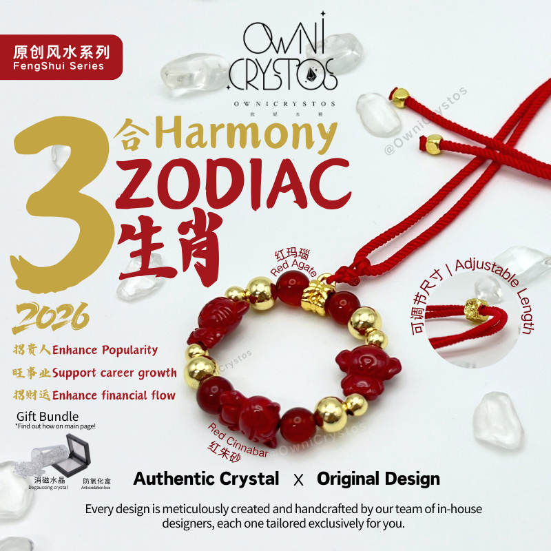 2026 FengShui Zodiac Red Agate Cinnabar Natural crystal bag charm unisex