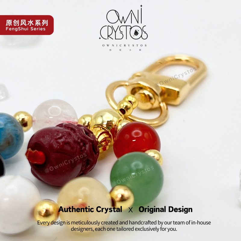 Seven star Array Wealth Feng Shui Treasure Bowl Natural crystal bag charm unisex