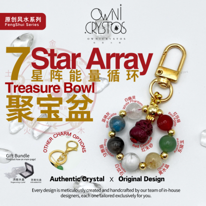 Seven star Array Wealth Feng Shui Treasure Bowl Natural crystal bag charm unisex