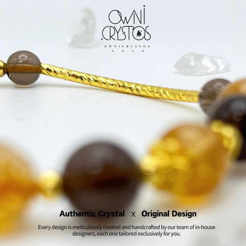 Wealth PiXiu Feng Shui Natural crystal bracelet for woman citrine smoky quartz