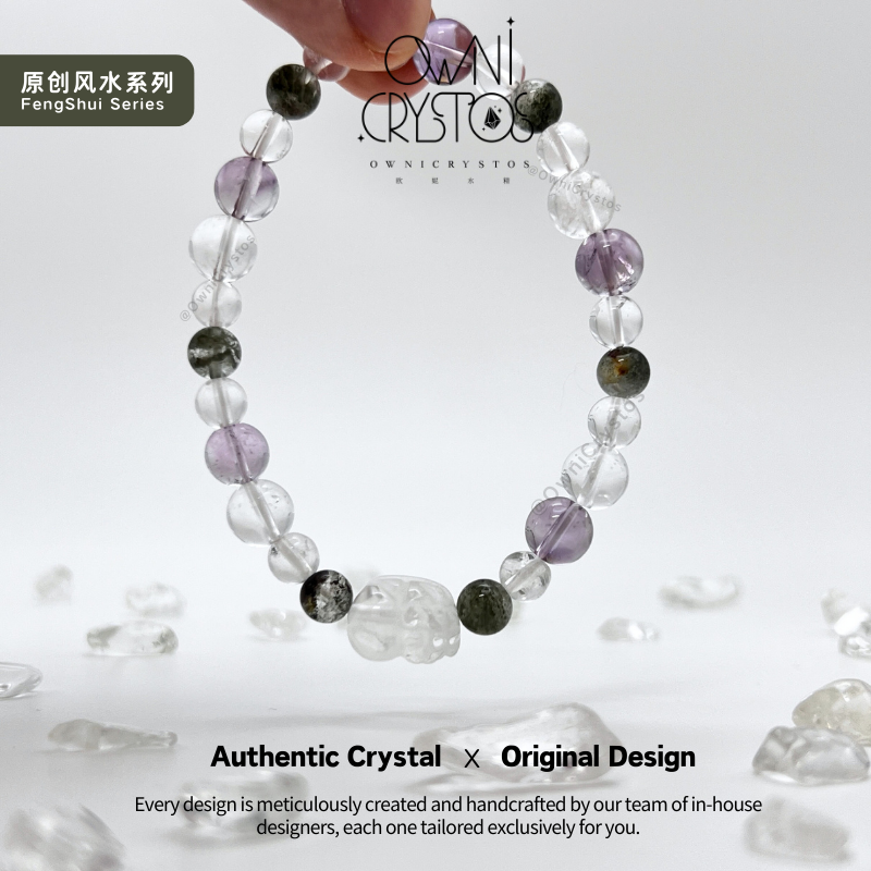 2026 PiXiu Feng Shui Natural crystal bracelet unisex clear quartz green phantom cirine amethyst