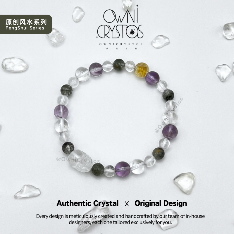 2026 PiXiu Feng Shui Natural crystal bracelet unisex clear quartz green phantom cirine amethyst