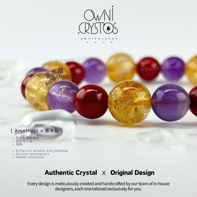Protection & Healing Amethyst Red Cinnabar Citrine