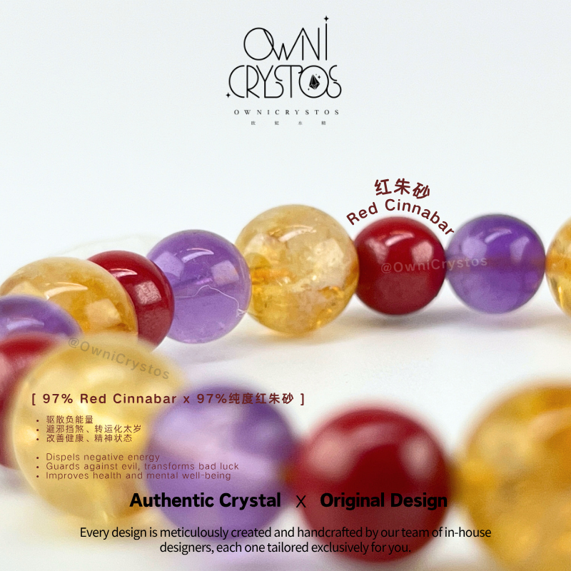 Protection & Healing Amethyst Red Cinnabar Citrine
