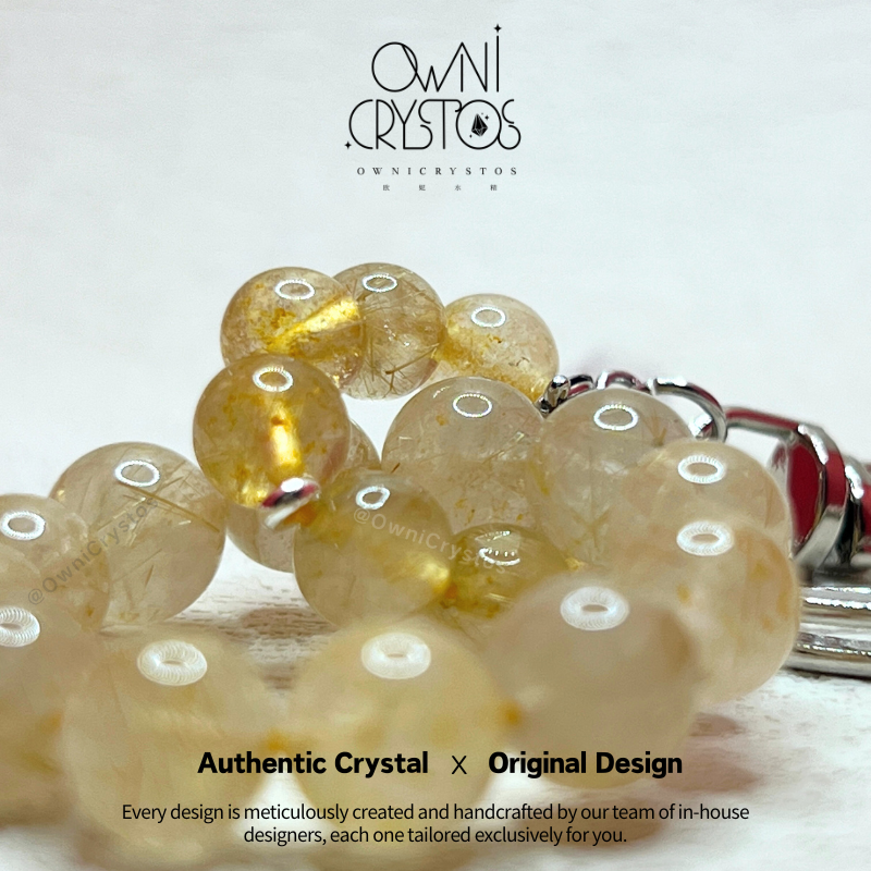 Super Wealth Booster Gold Rutilated Quartz KeyChain