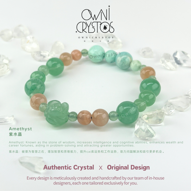 Healing Rose Feng Shui Aventurine Sunstone Amazonite Natural crystal bracelet for woman
