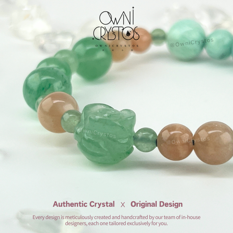 Healing Rose Feng Shui Aventurine Sunstone Amazonite Natural crystal bracelet for woman