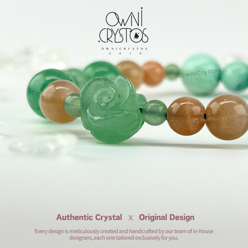 Healing Rose Feng Shui Aventurine Sunstone Amazonite Natural crystal bracelet for woman