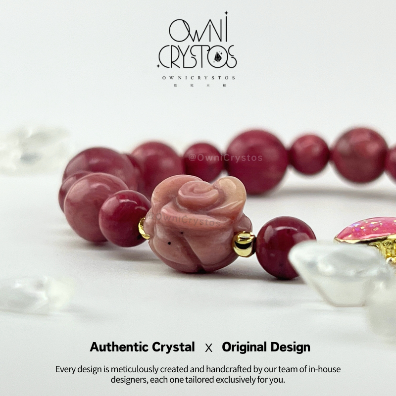 Healing Rose Pendant Rhodonite Bracelet