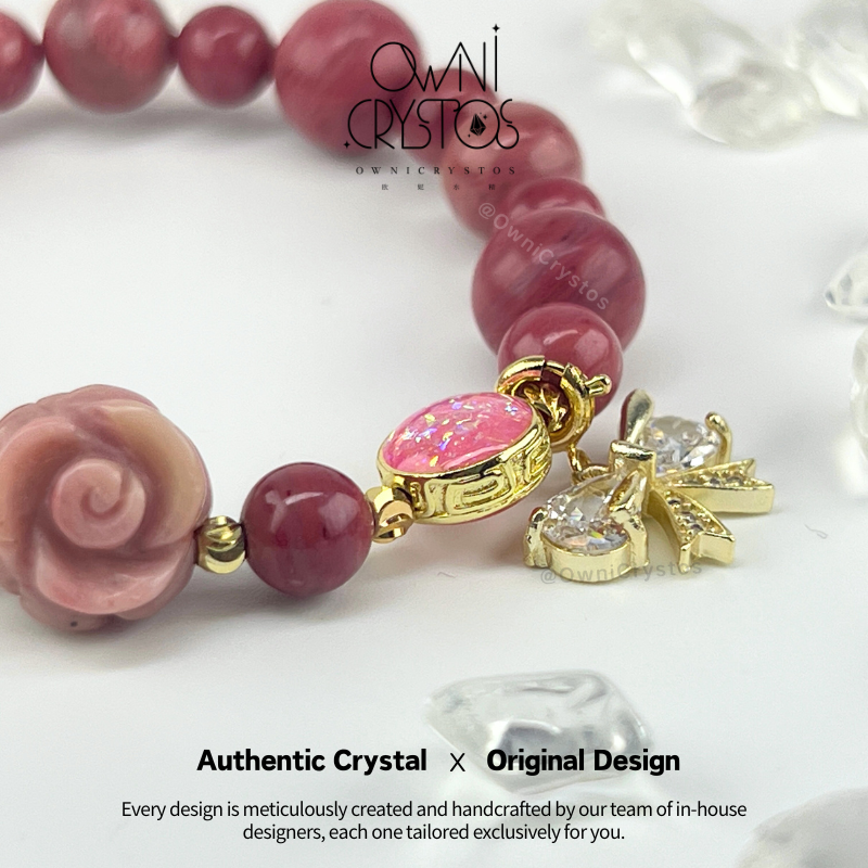 Healing Rose Pendant Rhodonite Bracelet