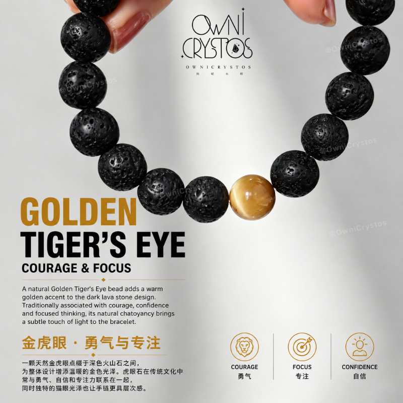 Fortune PiXiu Protection from backstabbers Natural crystal lava stone tiger eyes unisex