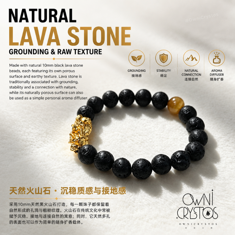 Fortune PiXiu Protection from backstabbers Natural crystal lava stone tiger eyes unisex