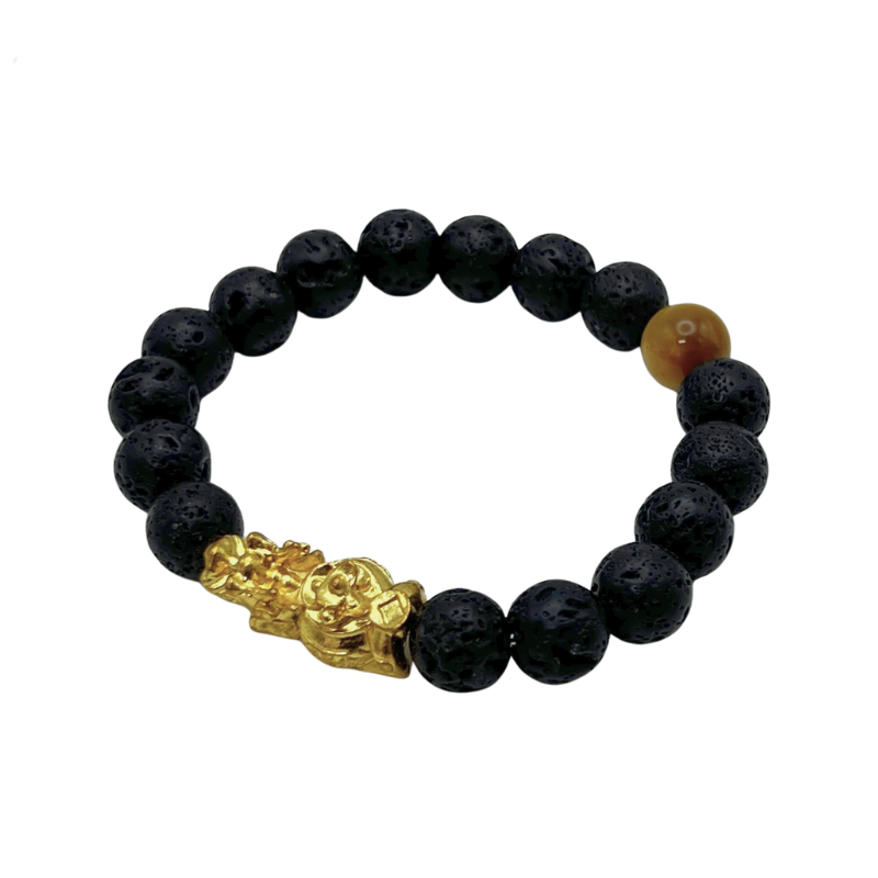 Fortune PiXiu Protection from backstabbers Natural crystal lava stone tiger eyes unisex