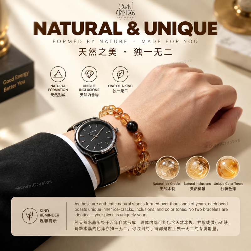 High Grade Wealth Boost Citrine Hypersthene Natural crystal bracelet unisex gift
