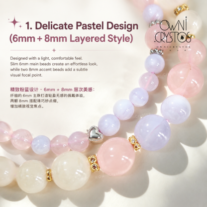 Love & Balance Blue lace agate Rose quartz Natural Crystal bracelet for woman gift OwniCrystos