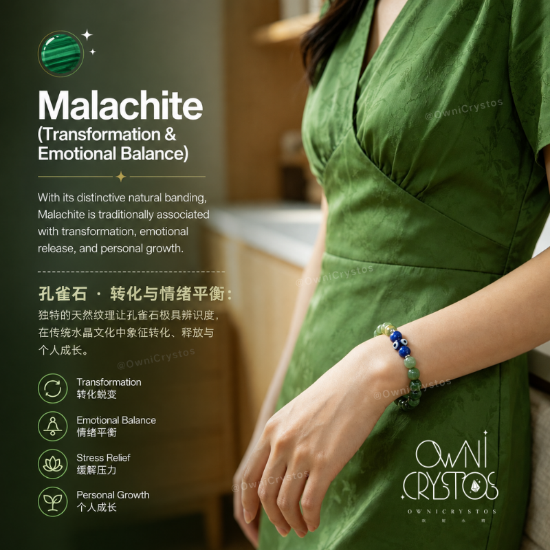 OwniCrystos Evil Eye Protector Malachite Jasper Tourmaline Lapis lazuli Natural crystal bracelet