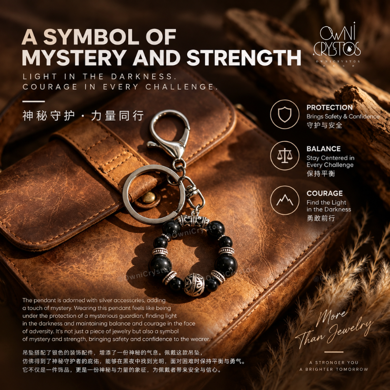 Stone of Protection Silver Obsidian Natural charm crystal keychain bag charm unisex