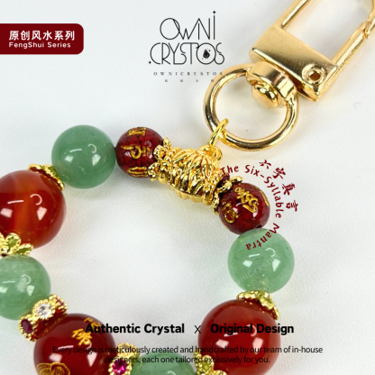 2026 Zodiac Protector Red Agate Green Aventurine Natural crystal bag charm unisex