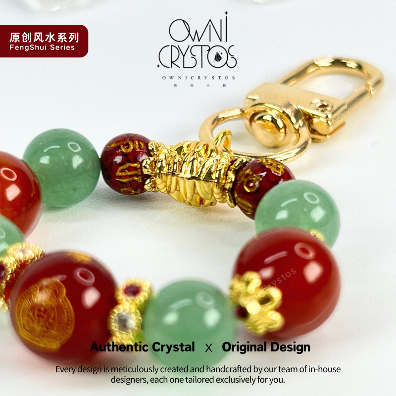 2026 Zodiac Protector Red Agate Green Aventurine Natural crystal bag charm unisex