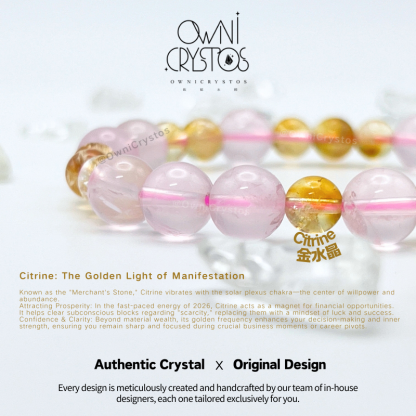 Love Wealth High-grade Rose quartz Citrine Natural crystal bracelet for woman