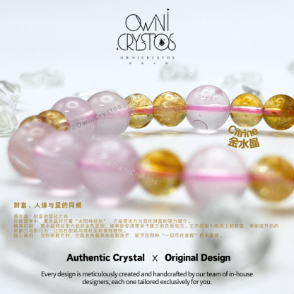 Love Wealth High-grade Rose quartz Citrine Natural crystal bracelet for woman