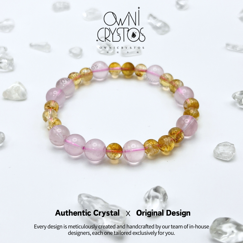 Love Wealth High-grade Rose quartz Citrine Natural crystal bracelet for woman