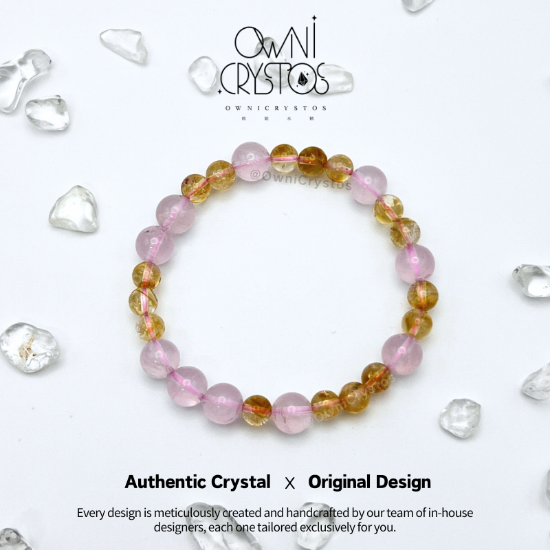Love Wealth High-grade Rose quartz Citrine Natural crystal bracelet for woman