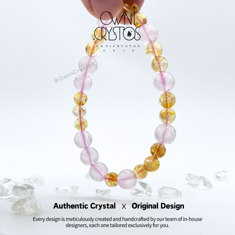 Love Wealth High-grade Rose quartz Citrine Natural crystal bracelet for woman
