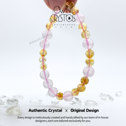 Love Wealth High-grade Rose quartz Citrine Natural crystal bracelet for woman
