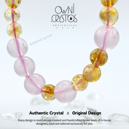 Love Wealth High-grade Rose quartz Citrine Natural crystal bracelet for woman