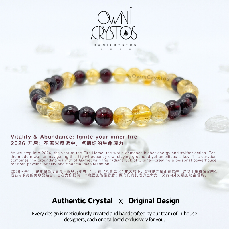 Wealth Woman Health Natural crystal bracelet unisex garnet citrine