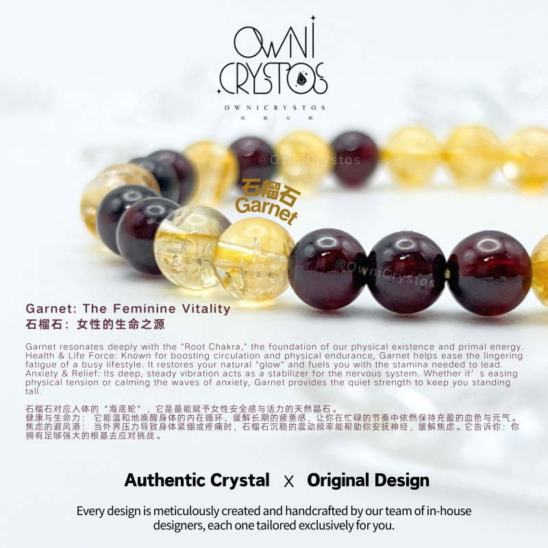 Wealth Woman Health Natural crystal bracelet unisex garnet citrine